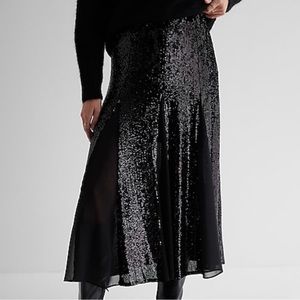 Express High waisted Sequin skirt pleated
